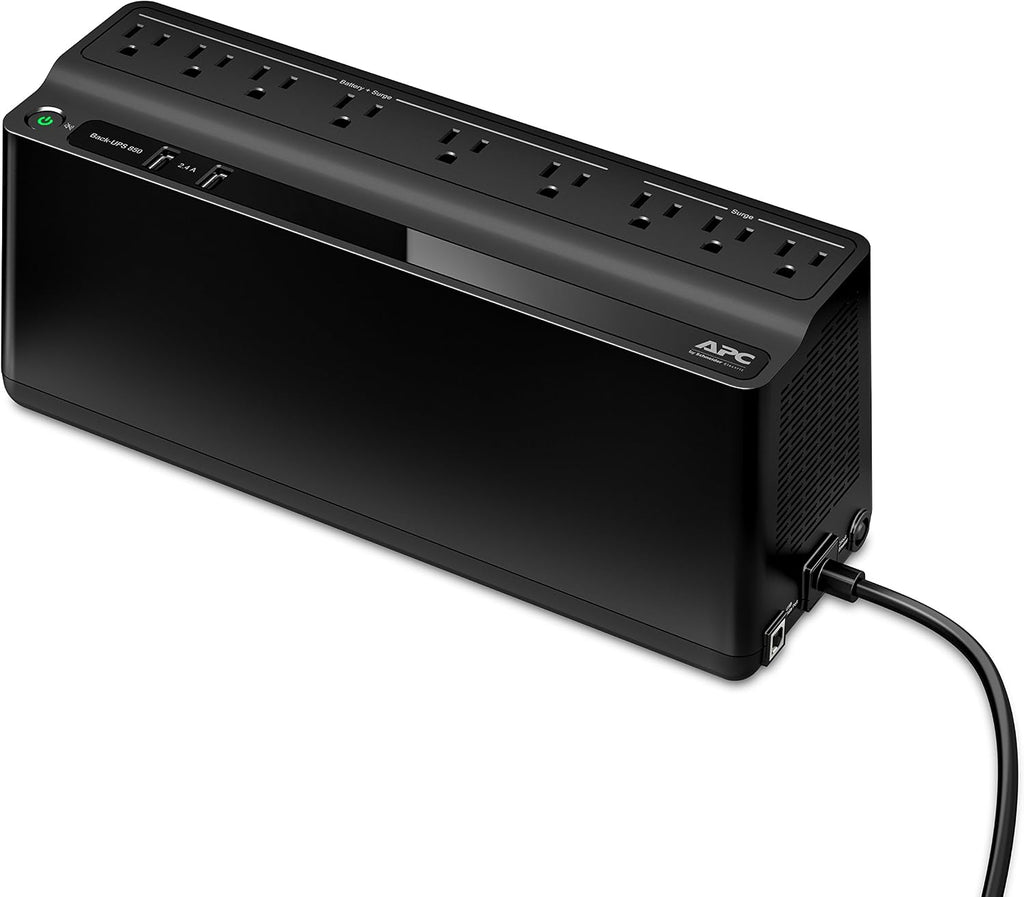 UPS Battery Backup & Surge Protector with USB Charger, 850 VA Uninterruptible Power Supply (BE850M2), Black | Surge
