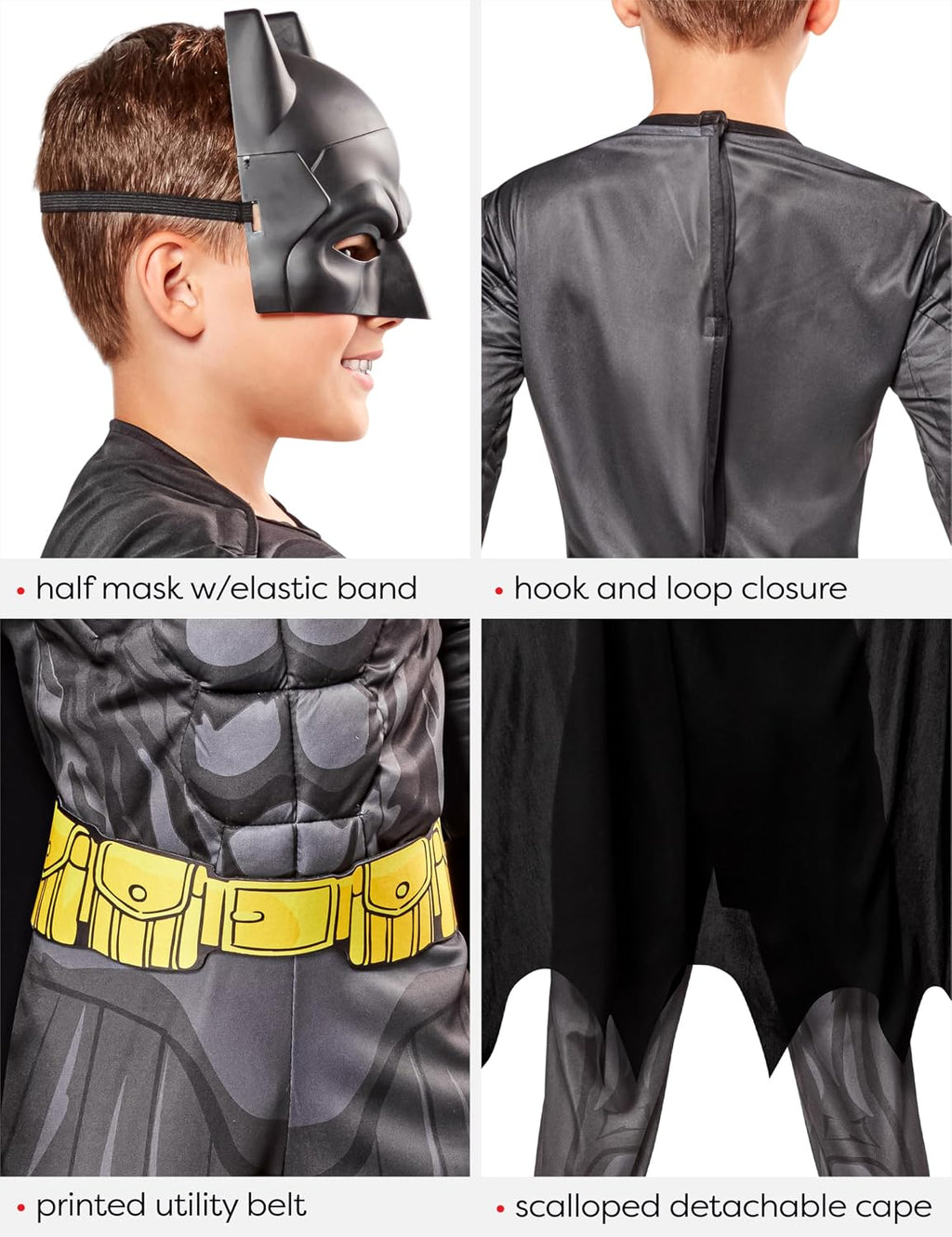 at Party City DC Comics Superheroes: Batman Costume | Officially Licensed, Kids Deluxe Costume, Padded Jumpsuit With
