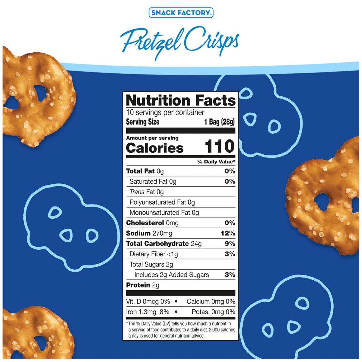 Pretzel Crisps, Original, 1 Oz Snack Bags, 10 Ct