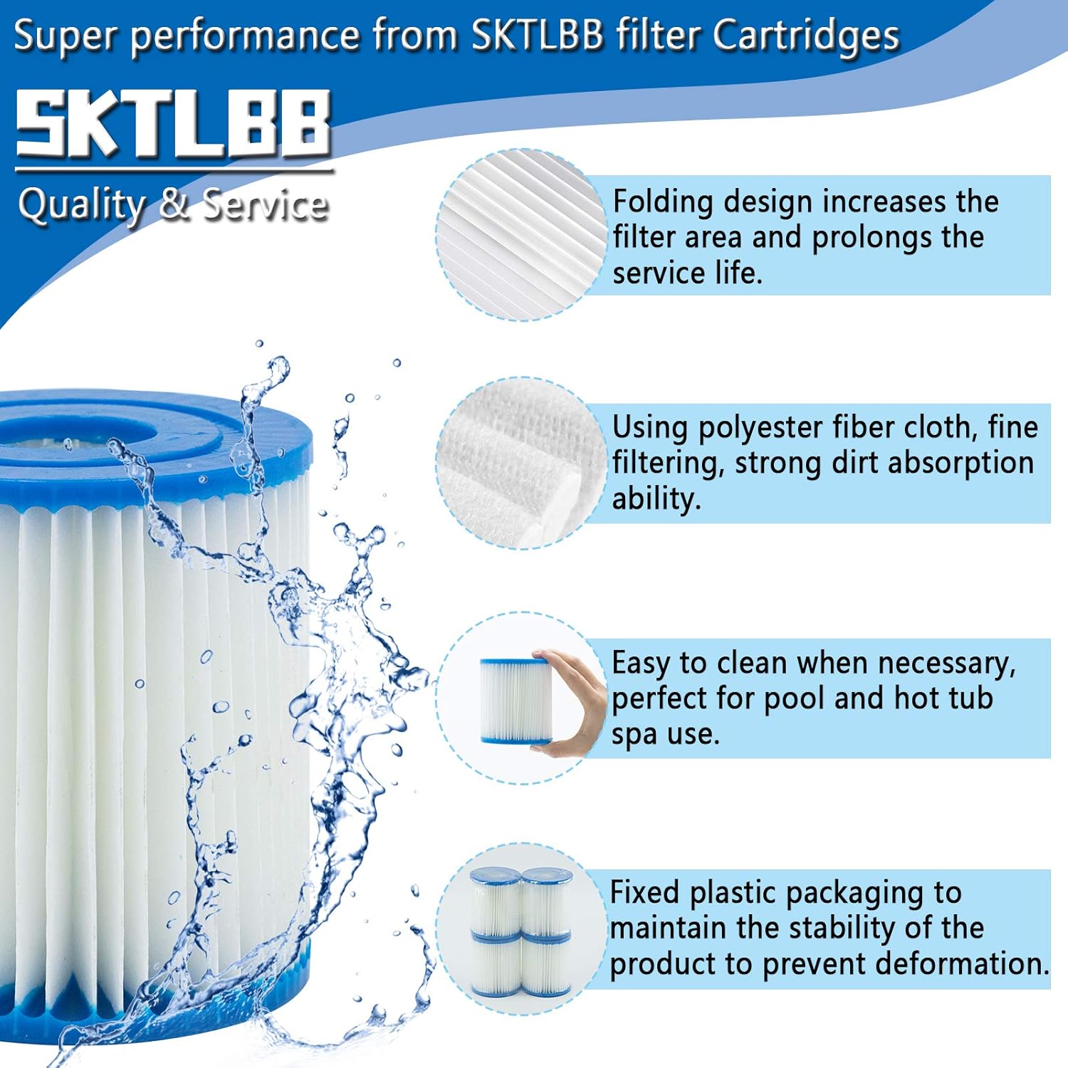 Type I Pool Filter Cartridge, 3.11 x 3.48 Inch Size I for Swimming Pool Filter,Pool Filter Pumps Universal