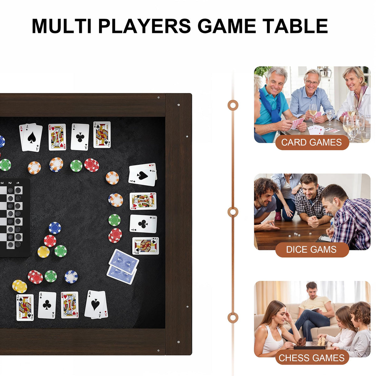 Board Game Table with Removable Top for 2-4 Player, 47" Gaming Table