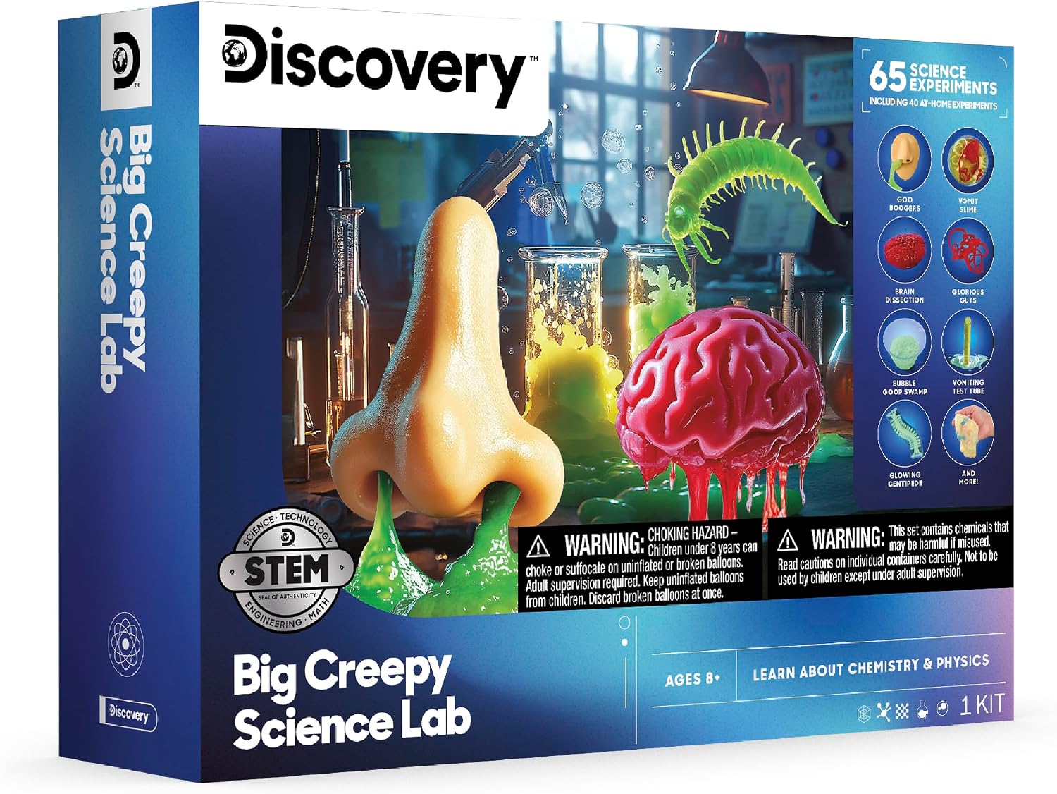 Big Creepy Science Lab – 65 Experiments STEM Kit for Kids| Slime, Reactions, Crystals & Gross Science| Educational
