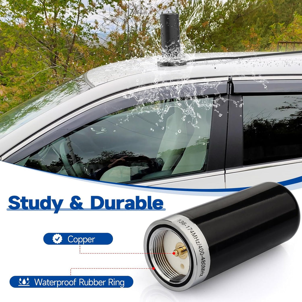 Vehicle Mobile Ham Radio Antenna Dual Band PL259 Male Connector | VHF UHF 136-174MHz 400-470MHz, NMO Mount, Magnetic