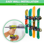 Wall Mounted Ski and Snowboard Storage Rack - 2 or 8 Ski Sizes