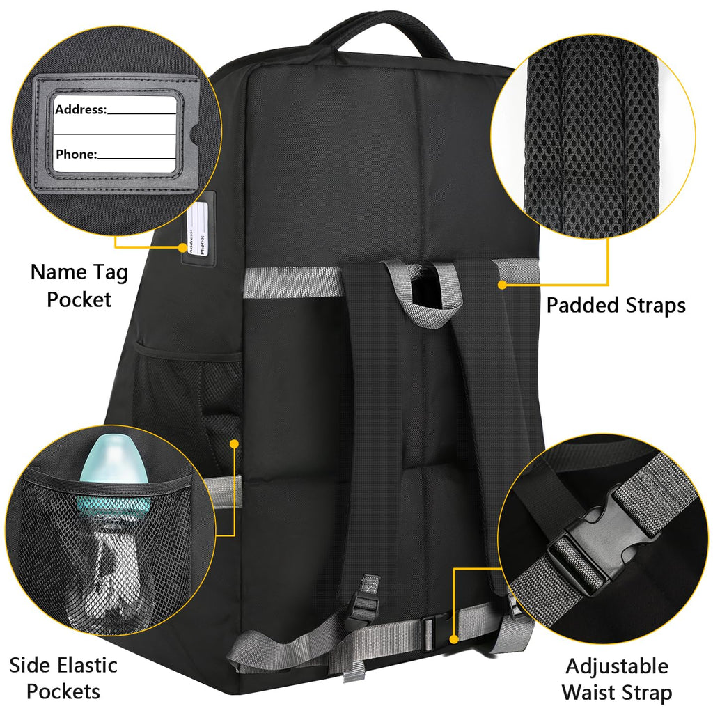 Padded Car Seat Travel Bag Backpack for Airplane, Heavy Duty Car Seat Bags for Air Travel, Carseat Cover for Airplane