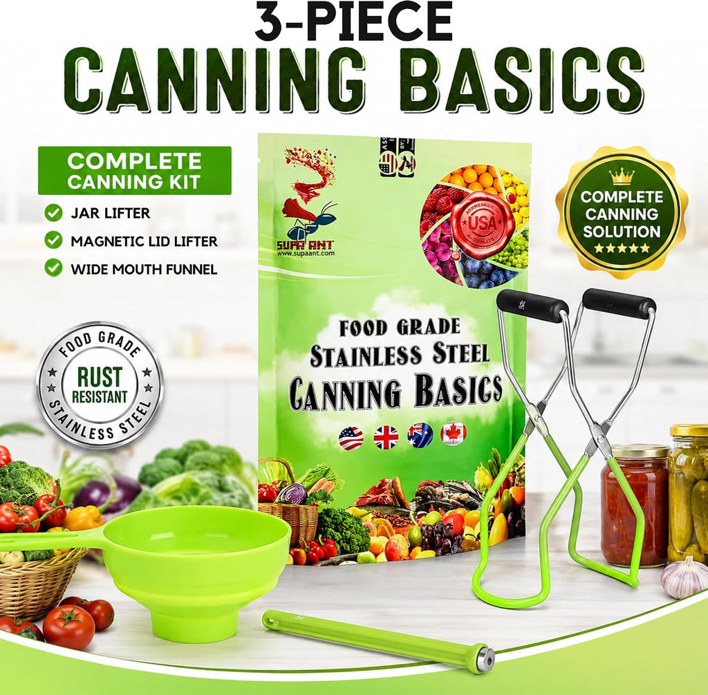Canning Supplies Starter Kit (Food Grade) - Canning Kits Set for Beginners - 3 Pcs. Including Wide Mouth Jar Funnel