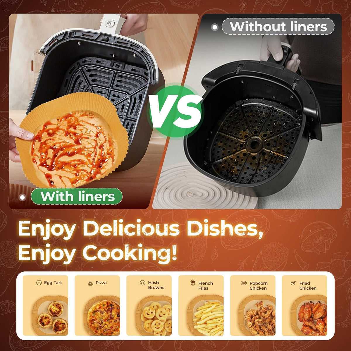 Air Fryer Liners Disposable, 150Pcs Parchment Paper 8" Square for 5-8QT