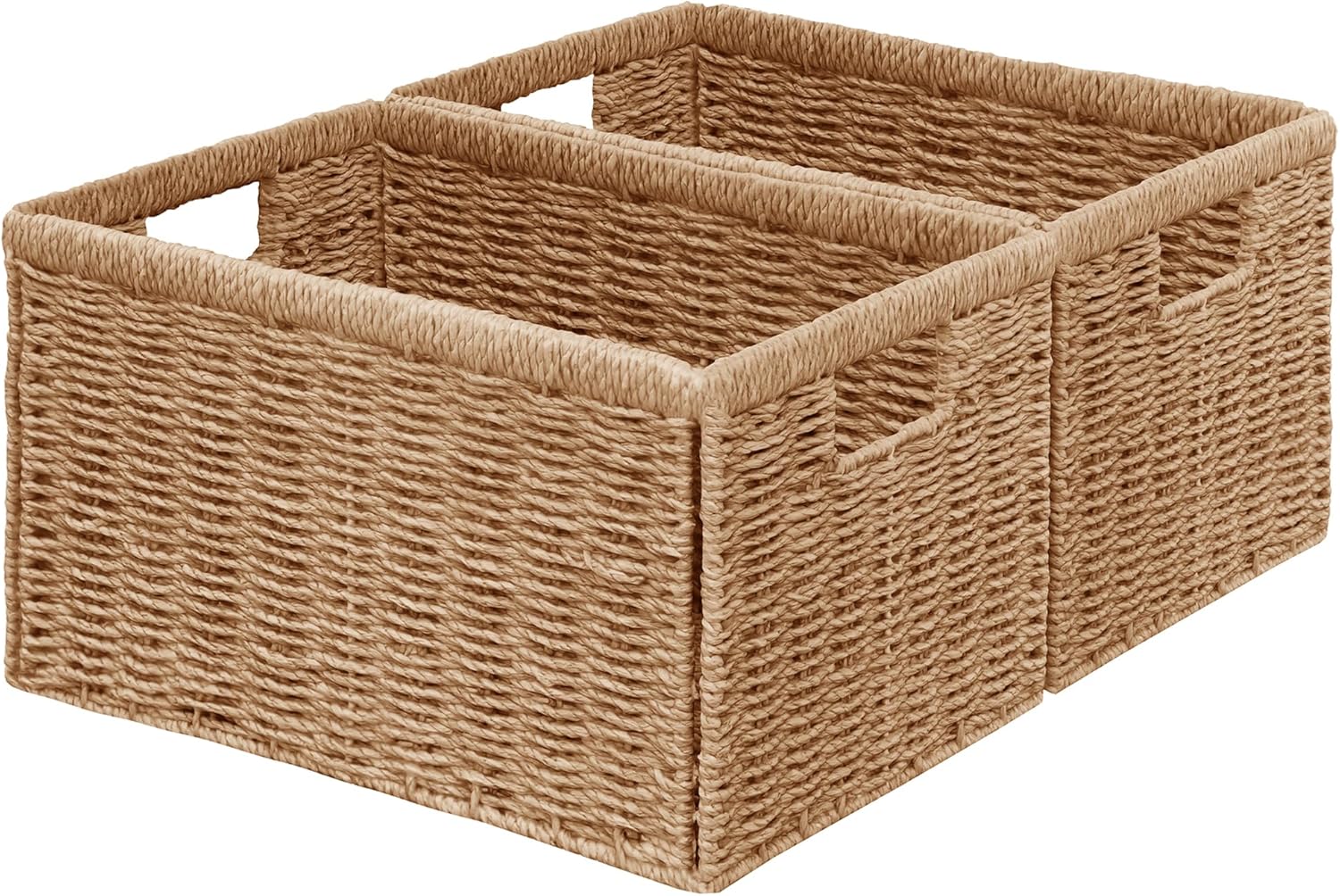 2 Packs Large Wicker Storage Basket, Closet Storage Baskets Bins for Shelves, Decorative Collapsible Baskets for