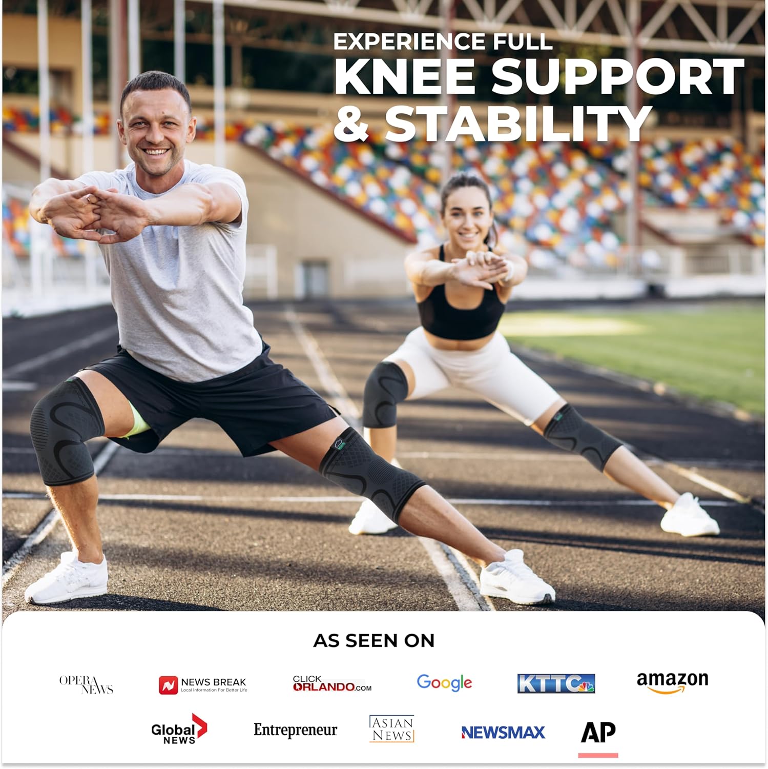 Compression Knee Brace for Women & Men - 2 Pack Knee Brace for Women Running Knee Pain, Knee Support Compression
