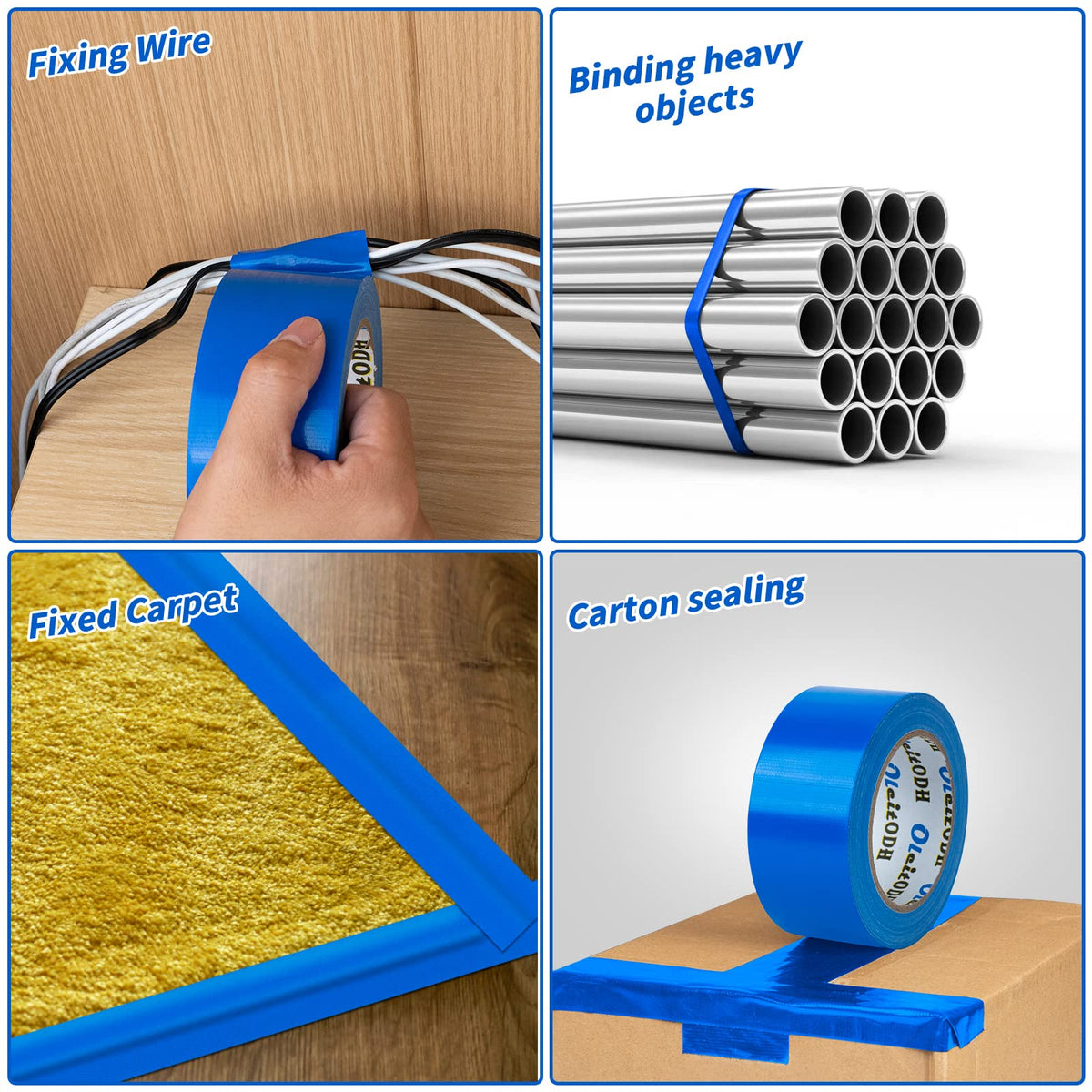 6 Pack Blue Duct Tape, 2 Inches x 30 Yards, 8.3 Mil Heavy Duty