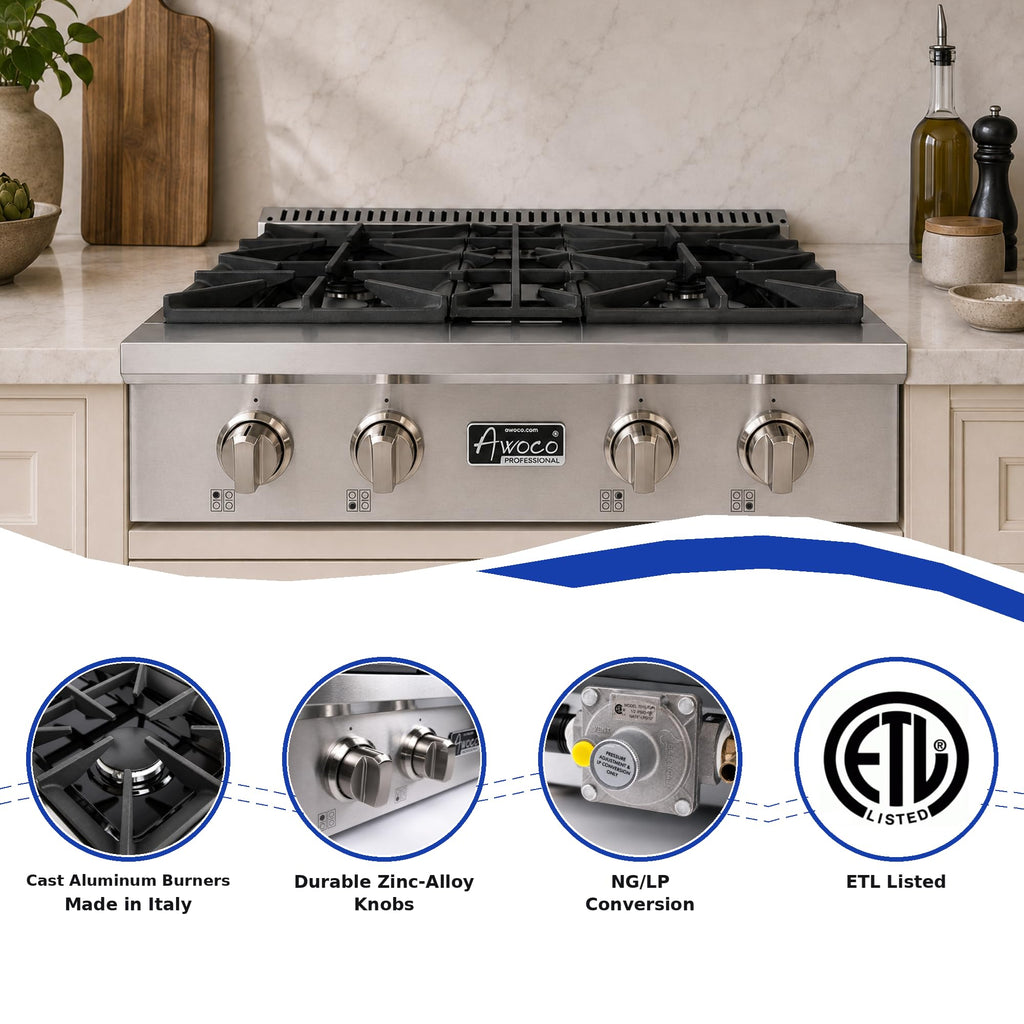 30" Professional Stainless Steel Gas Cooktop Gas Rangetop