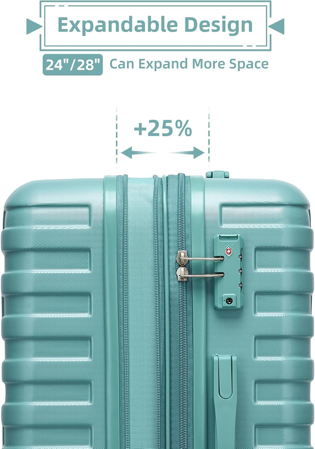 Luggage Sets 6 Piece, Expandable Hardside ABS Suitcase Sets with Spinner Wheels TSA Approved Lock, Large Suitcases