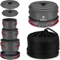 Camping Cookware Set Camping Gear, Compact Camping Pots and Pans Set, Durable Hard Alumina Camping Cooking Set for