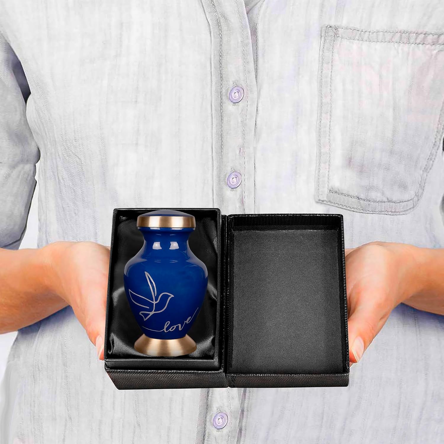 Small Urns for Human Ashes Keepsake, Love Dove Bird Decorative Mini Cremation Urns for Adult Men & Women, Small Dark