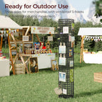 Triangular Gridwall Panel with Wheels, 3-Sided Display Stand for Vendor Events with 20 Hooks, Rolling Grid Wall Stand