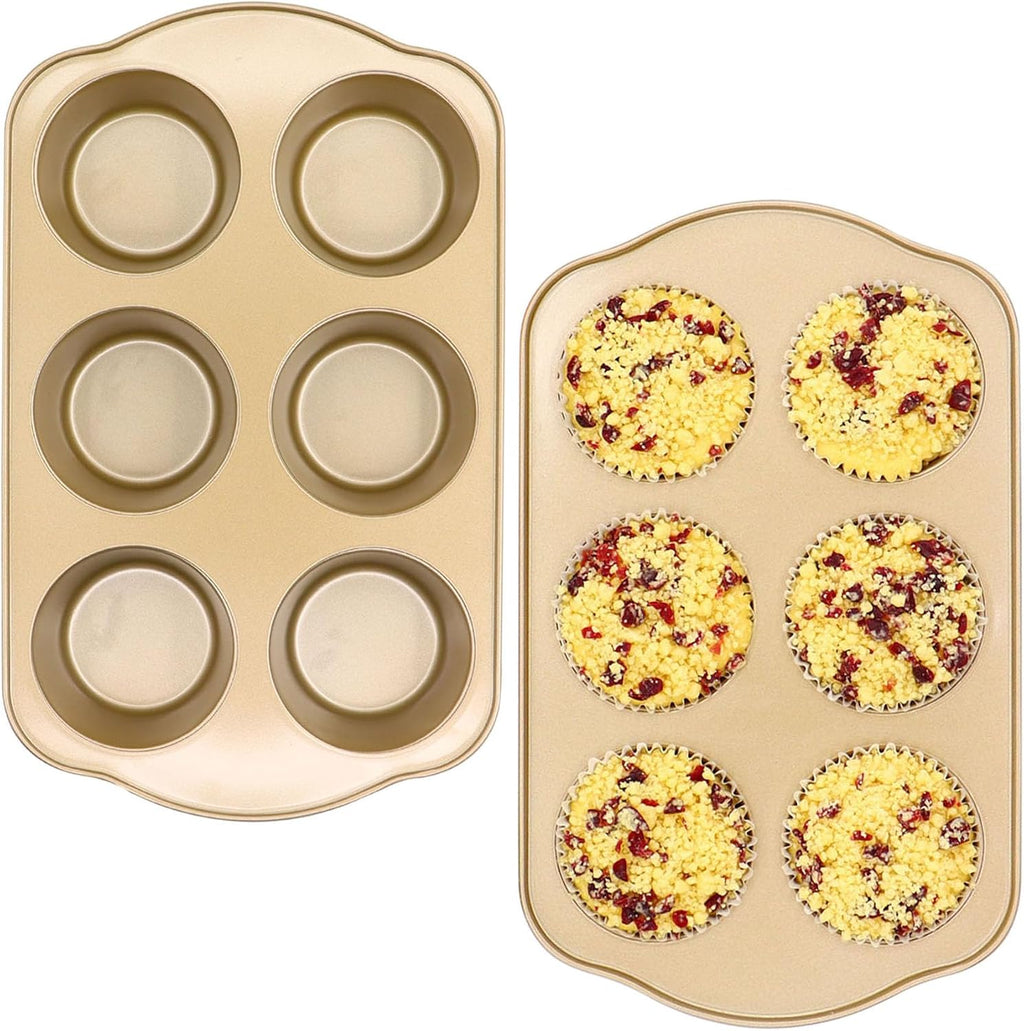 Jumbo Muffin Pan, 6 Cup, 3.5inch Dia, 2 Pack
