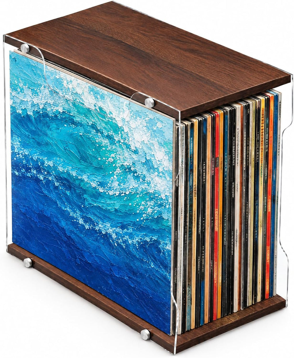 Vinyl Record Storage Box, Record Holder for 12-Inch LPs, Acrylic Sides