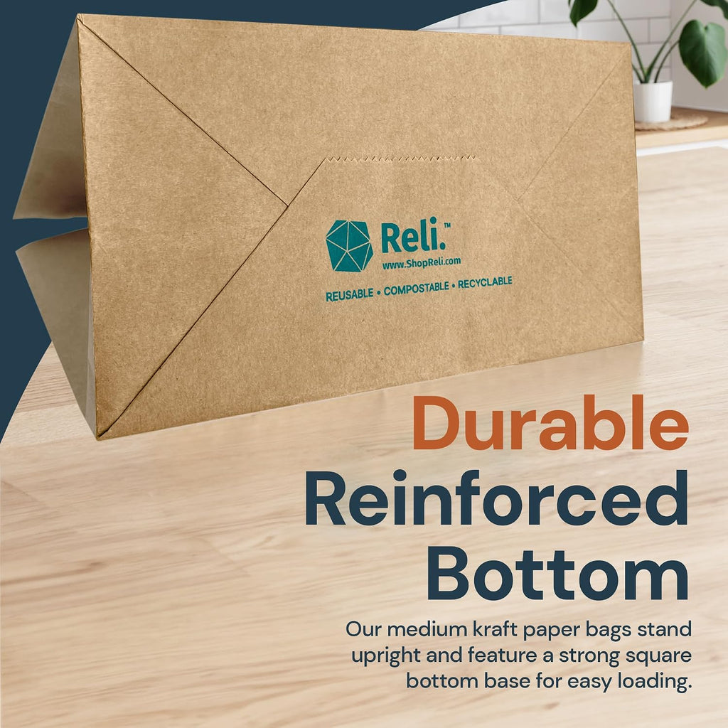 8x4.5x10.25 in. Brown Paper Bags with Handles | Bulk