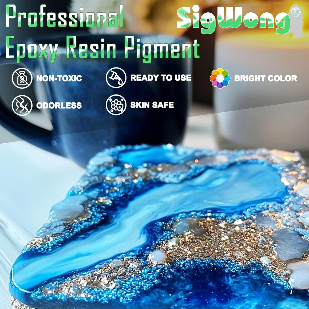 Epoxy Resin Color Pigment – 24 Colors Liquid Epoxy Dye Set with 6 Glitters, Highly Concentrated, Non-Toxic Resin