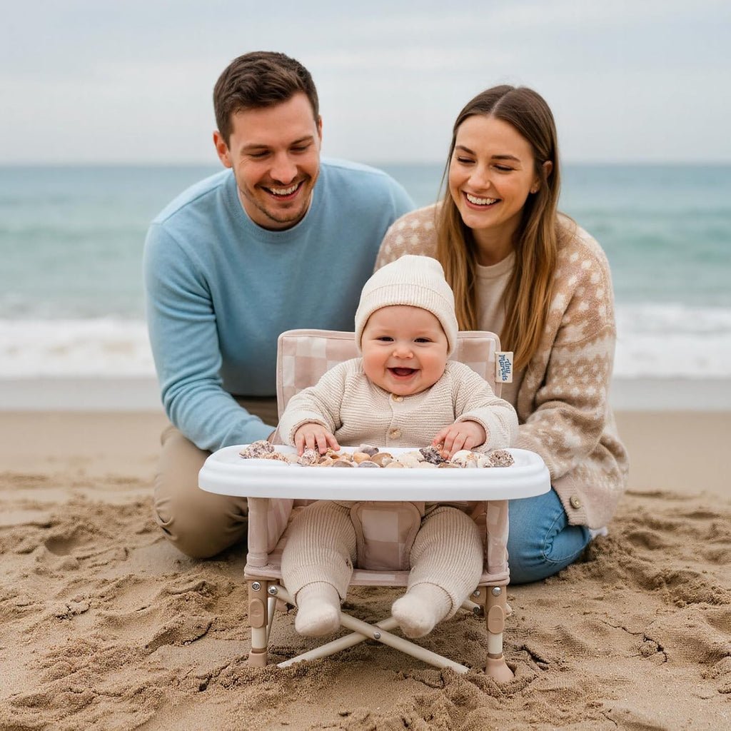 3-in-1 Portable Baby Chair, Foldable Booster Seat with Removable Tray, Safety Harness & Carry Bag for Dining, Travel