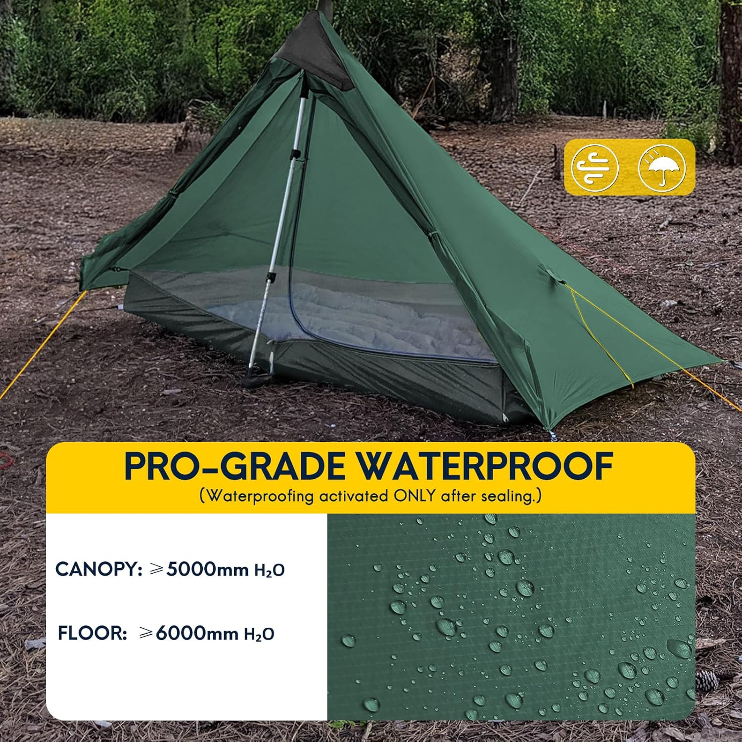 LANSHAN Ultralight Tent 3-Season Backpacking Tent for 1-Person or 2-Person Camping, Trekking, Kayaking, Climbing, Hiking
