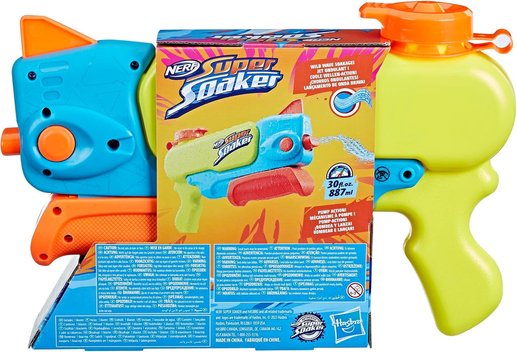 NERF Super Soaker Wave Spray Water Blaster, Wild Wave Soakage, Nozzle Moves to Create Wavy Stream, Outdoor Games and