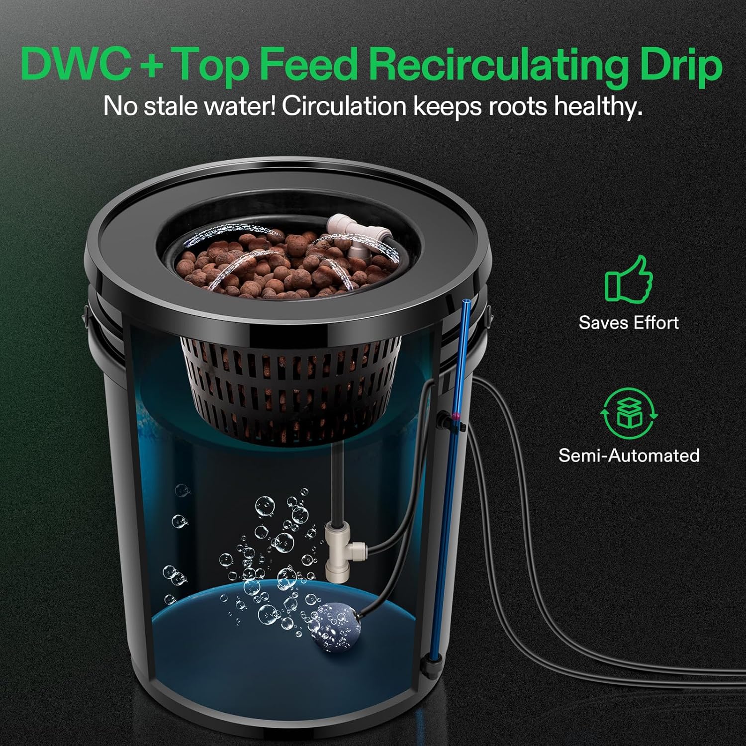 DWC Hydroponics Grow System with Top Drip Kit 8 Buckets | 5-Gallon Deep Water Culture, Recirculating Drip Garden