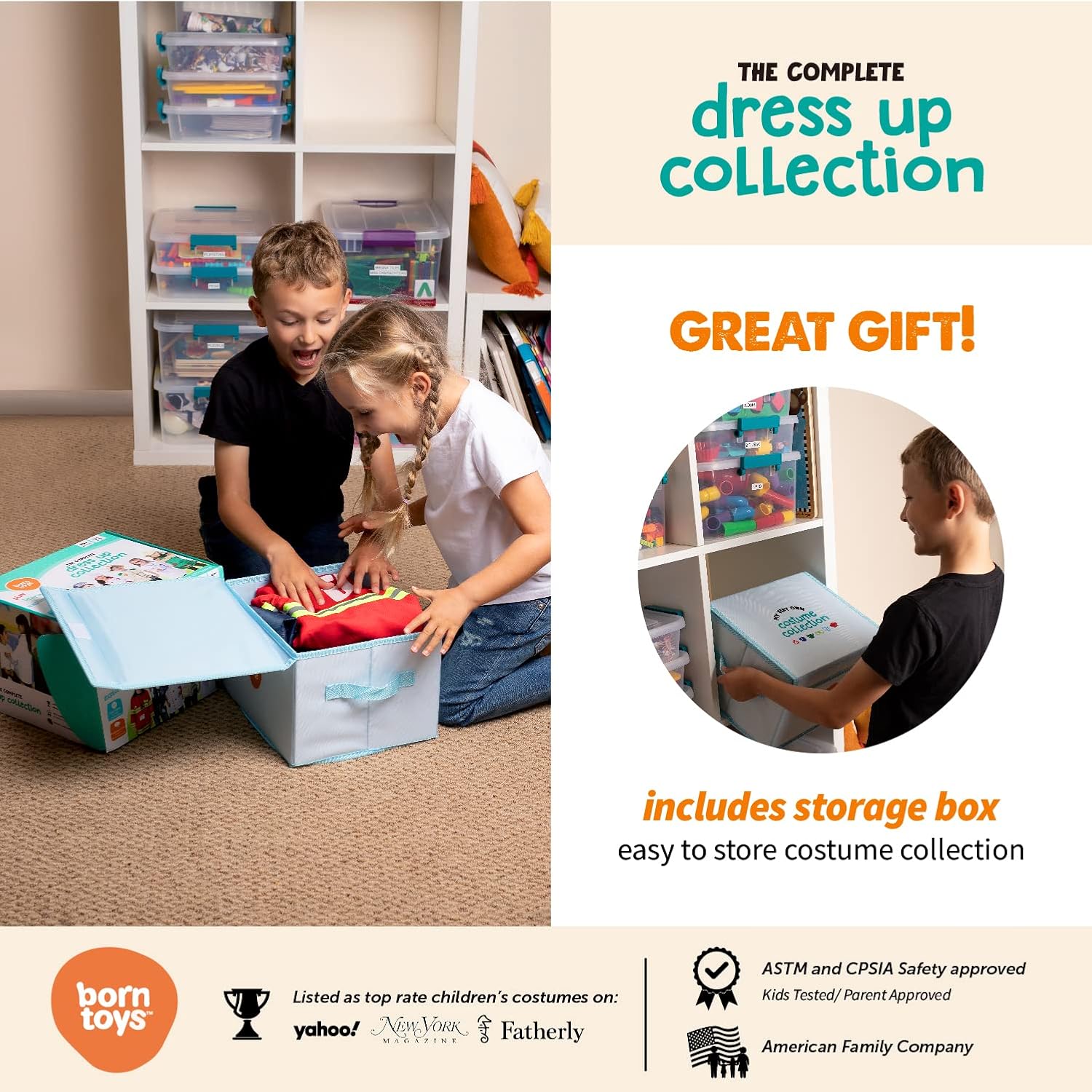 6-in-1 Toddler Dress Up Clothes for Boys & Girls Ages 3-7, Police, Firefighter, Doctor, Chef, Gardener & Explorer