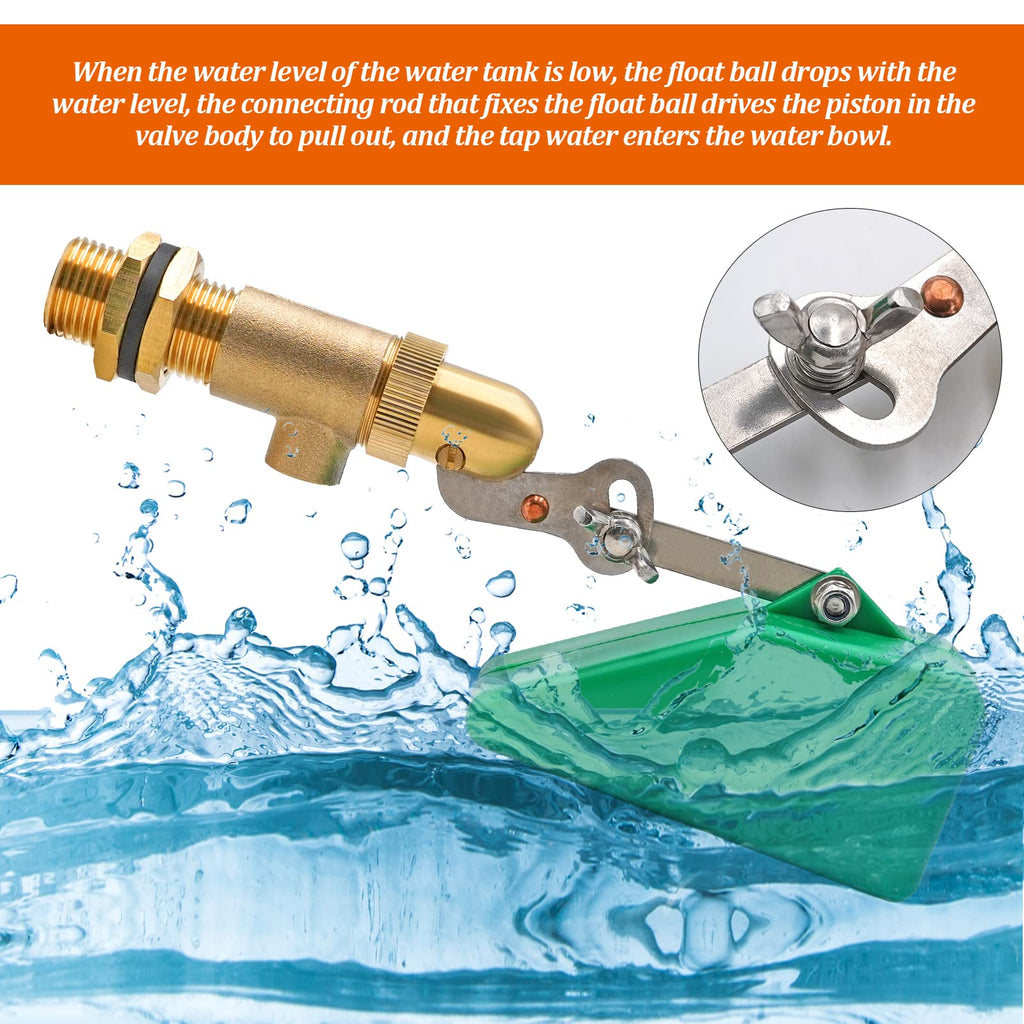 2Pcs Brass Float Valve 1/2 Inch with Adjustable Arm for Ponds