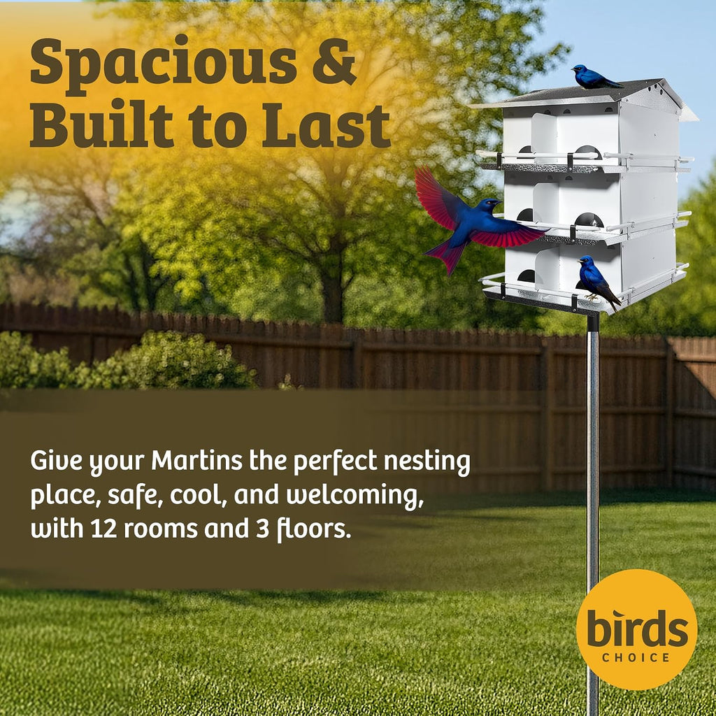Premium Aluminum Purple Martin House | 3 Floors, 12 Rooms