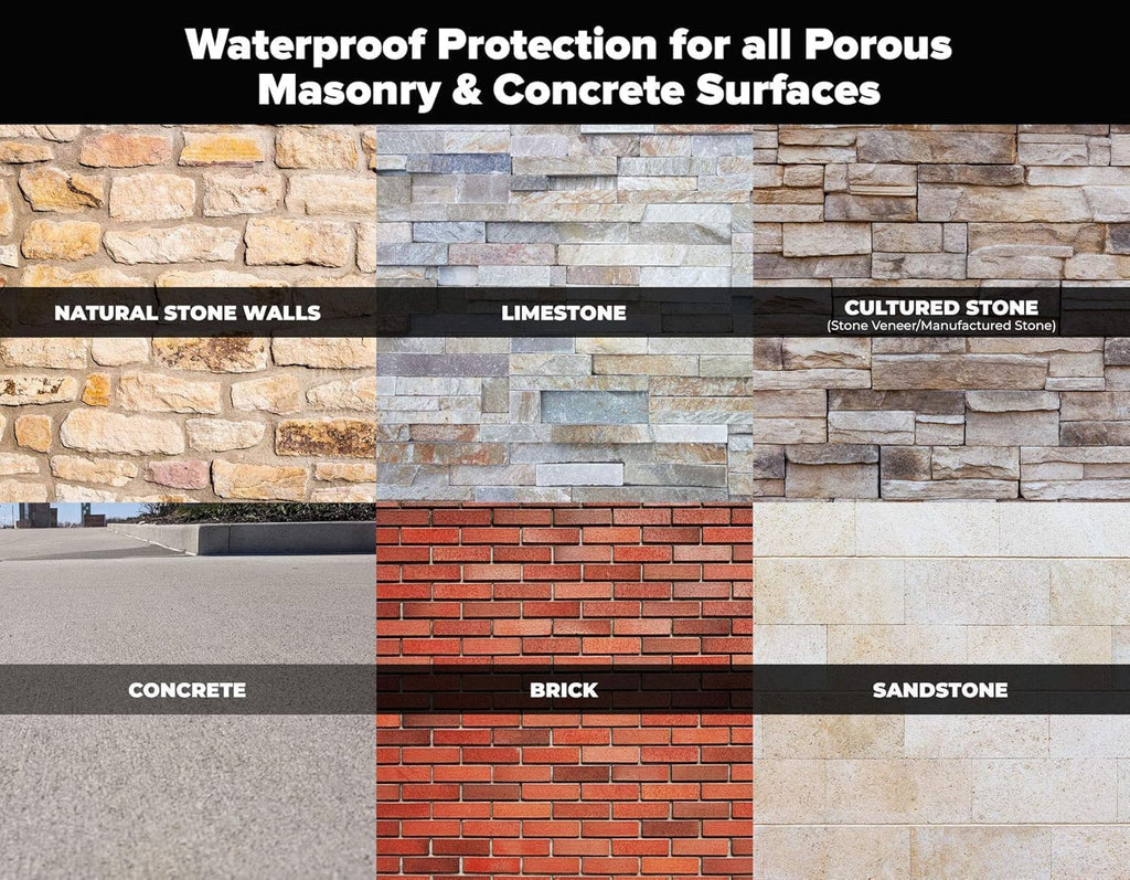 All Purpose Brick Stone & Concrete Sealer - Transparent Penetrating Waterproof Coating for Outdoor Masonry Surfaces