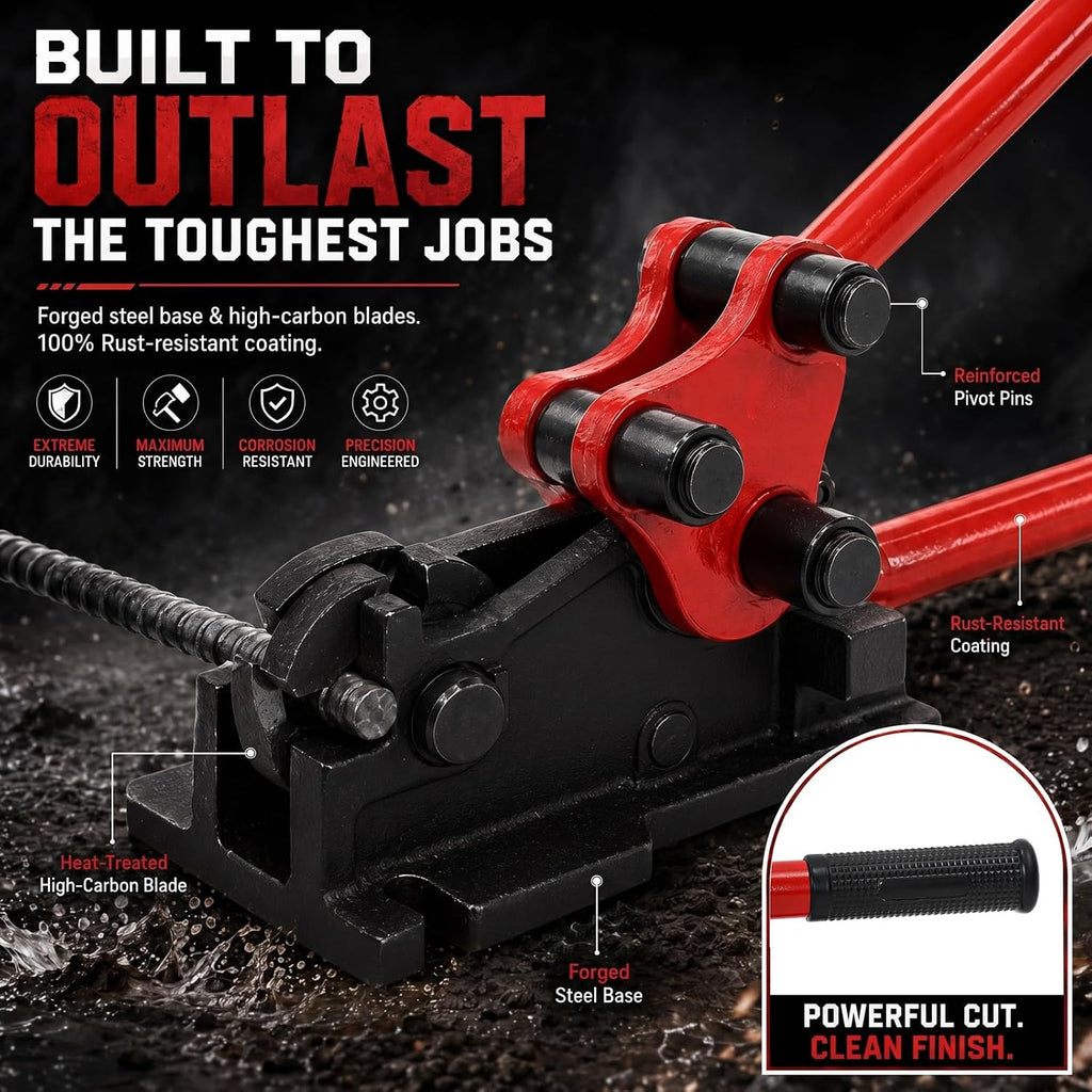 Rebar Bender & Cutter 2 in 1 Rod Bender Metal Bending Tool Manual Effortlessly Cut and Bend Rebar up to 5/8" Bending