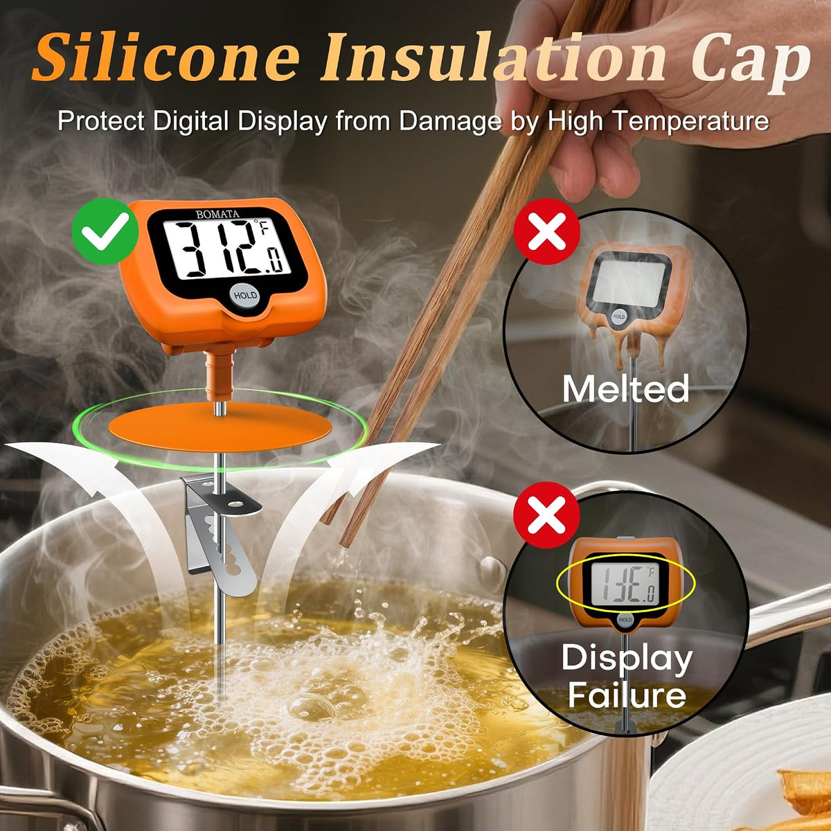 Digital Candy Thermometer with Pot Clip, Deep Fry Oil Thermometer