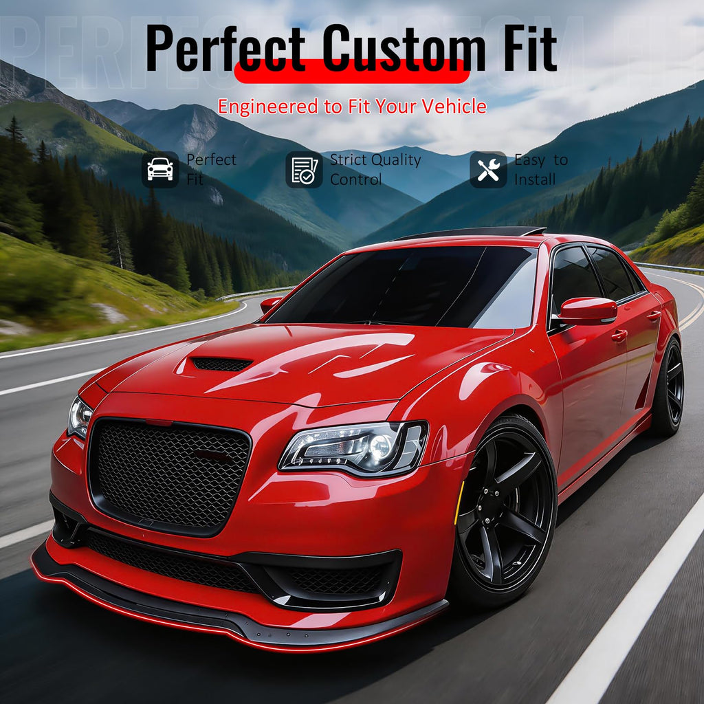Fit 2015-2023 Chrysler 300 SRT Front Bumper Lip Gloss Black