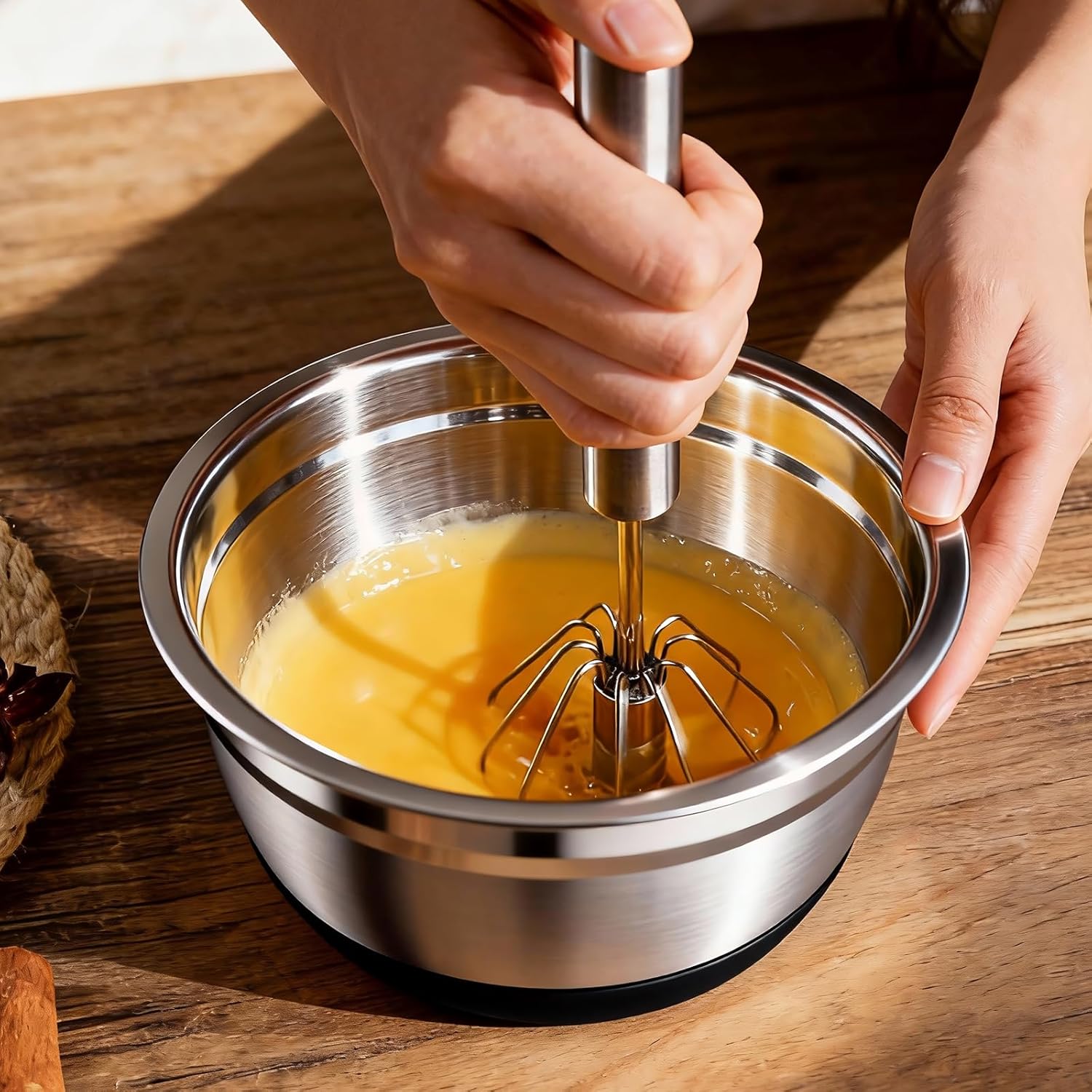 Stainless Steel Mixing Bowls Set with Lids & Silicone Base - 7-Piece Kitchen Gadgets Includes Colander, Grater, Egg
