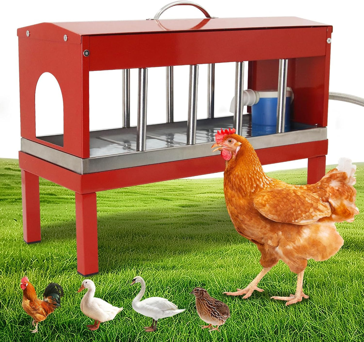 Automatic Chicken Waterer Stainless Steel Poultry Waterer No Waste with Float Valve Kit Bottom Bracket Chicken
