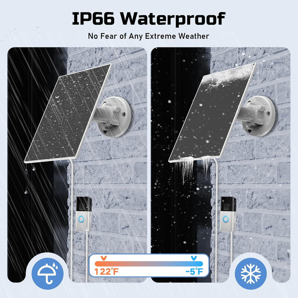 Solar Panel for Ring Doorbell, Built-in 4000mAh Battery