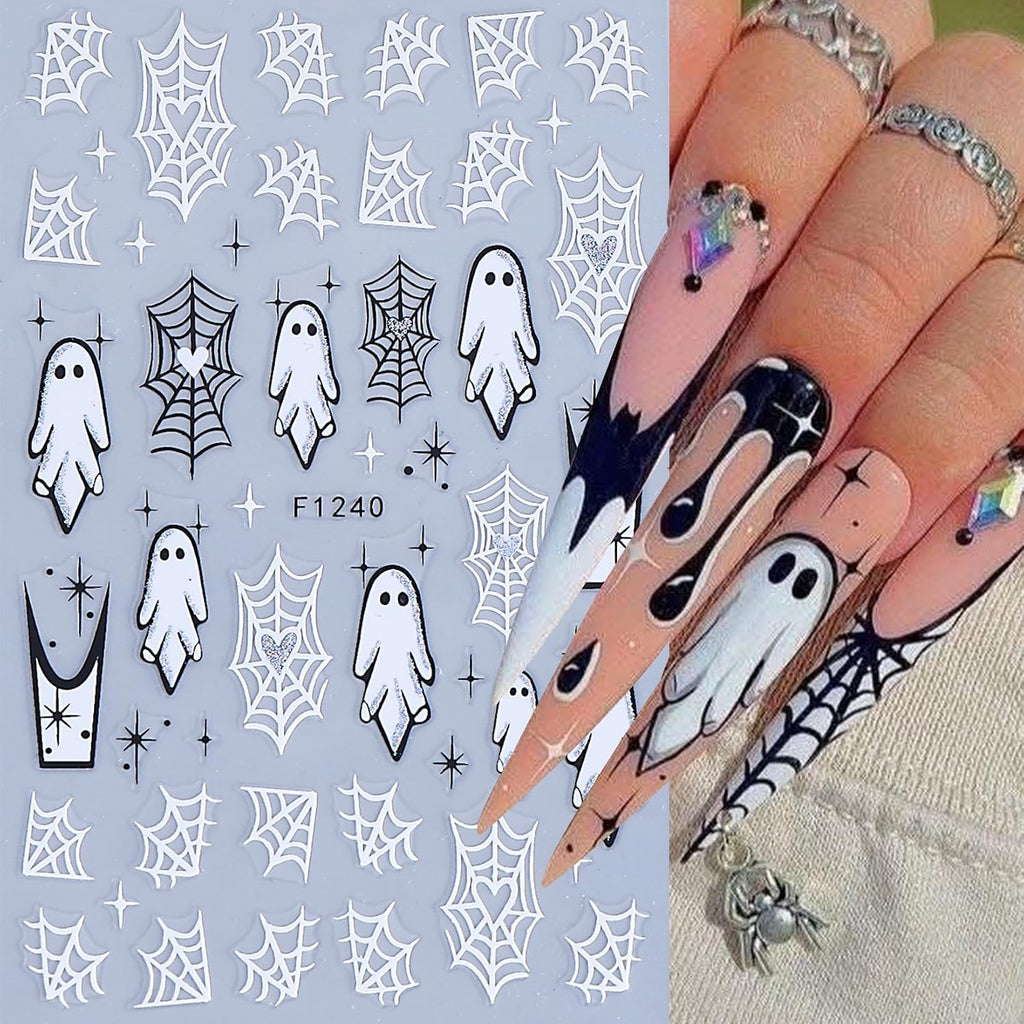 10 Sheets Gothic Halloween 3D Nail Stickers Decals for Nail Art Decoration