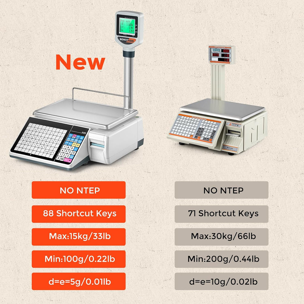 Label Printing Scale Price Computing Scale 33lbs Barcode Printing Scale Deli Scale for Shop