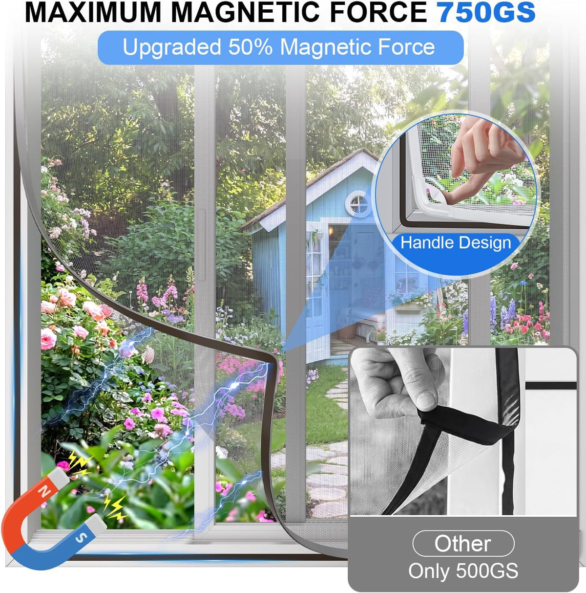 Window Screen Magnetic Window Screen Replacement Max 39" x 59", DIY Fiberglass Mesh Adjustable Window Screens for