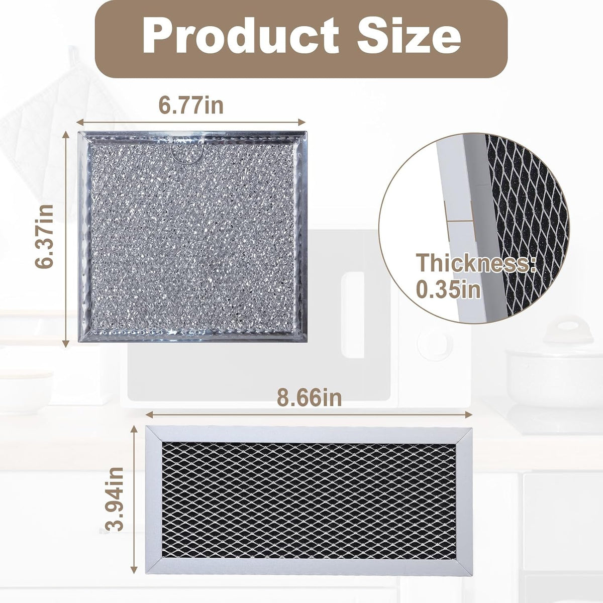 4Pcs Microwave Charcoal Filter and Grease Filter Compatible with Samsung