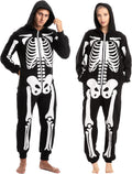 Halloween Skeleton Costume, Unisex Skeleton Costume Jumpsuit for Adult Halloween Themed Parties