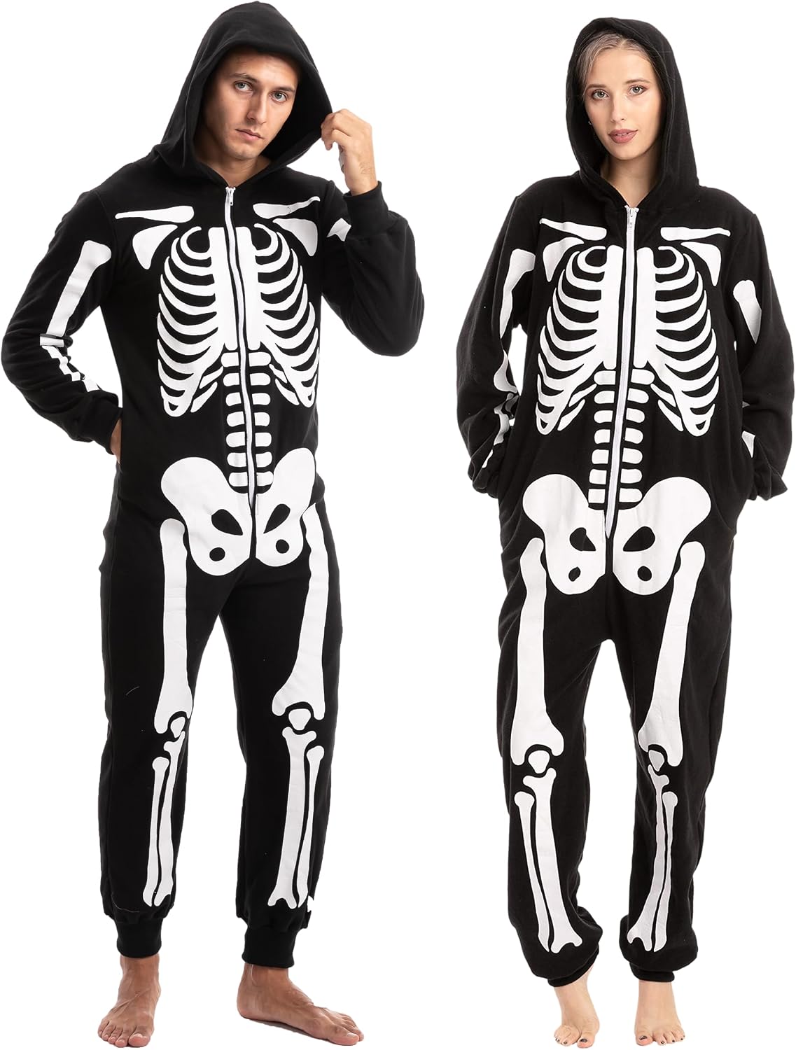 Halloween Skeleton Costume, Unisex Skeleton Costume Jumpsuit for Adult Halloween Themed Parties