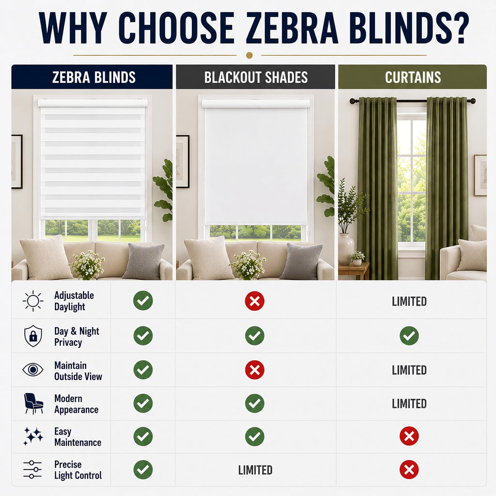 Pinecrest Custom Zebra Blinds for Windows,White,70.5" Width X 94" Height