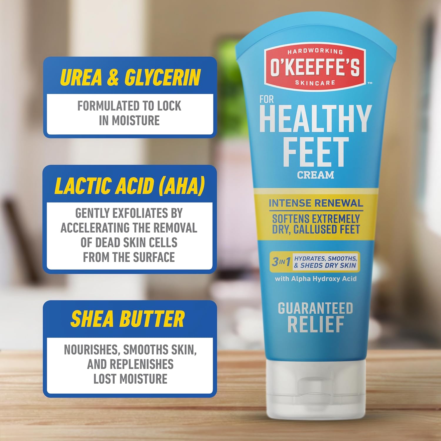 Healthy Feet Intense Renewal Cream, 3 oz Tube, 1-Pack | Chemically Exfoliates & Softens Extremely Callused Dry Feet