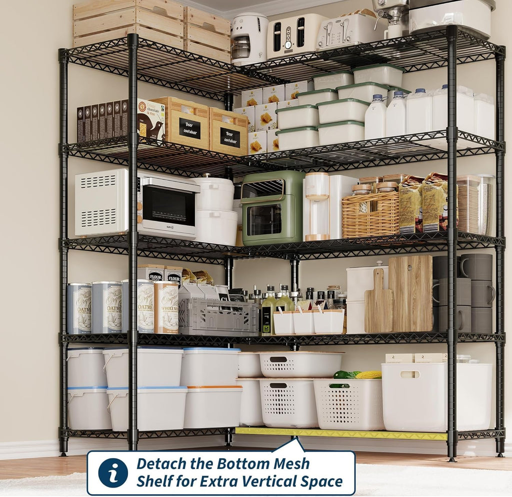 Storage Shelves 70" H Wire Shelving Rack, 5-Tier Garage Shelving Heavy Duty Metal Storage Shelves for Kitchen Pantry