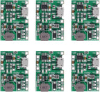 6 Pcs Battery Charger Module USB TP4056 3.7V 4.2V to 9V 5V 2A Charge Discharge Integrated Step Up Module,18650 Lithium Li-ion Battery Charger Module