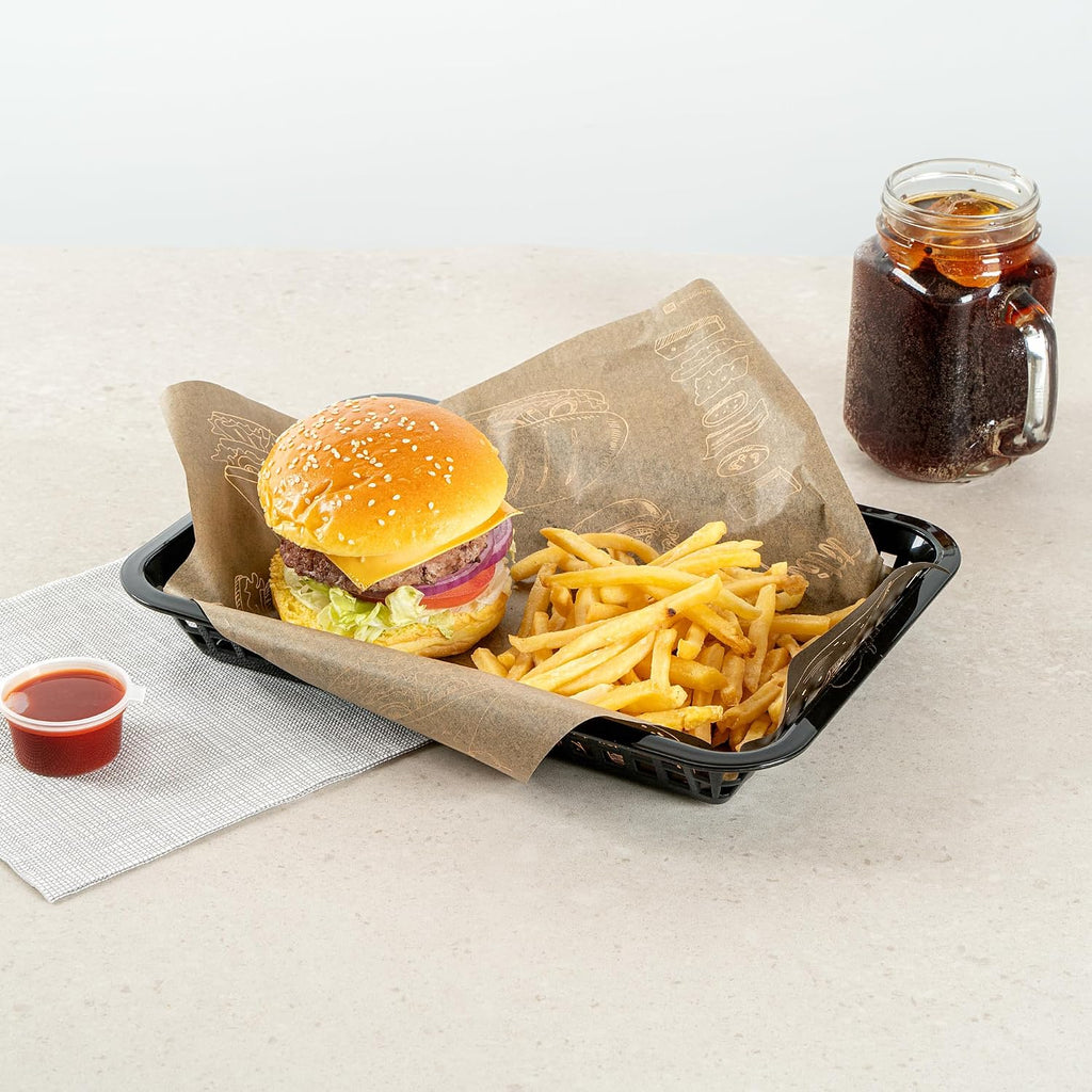 11.75 In Black Plastic Fast Food Serving Baskets, 10 Ct