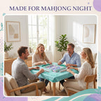 Mahjong Table Cloth, 34 x 34 Inch Square Felt Card Table Cover, Lotus Print