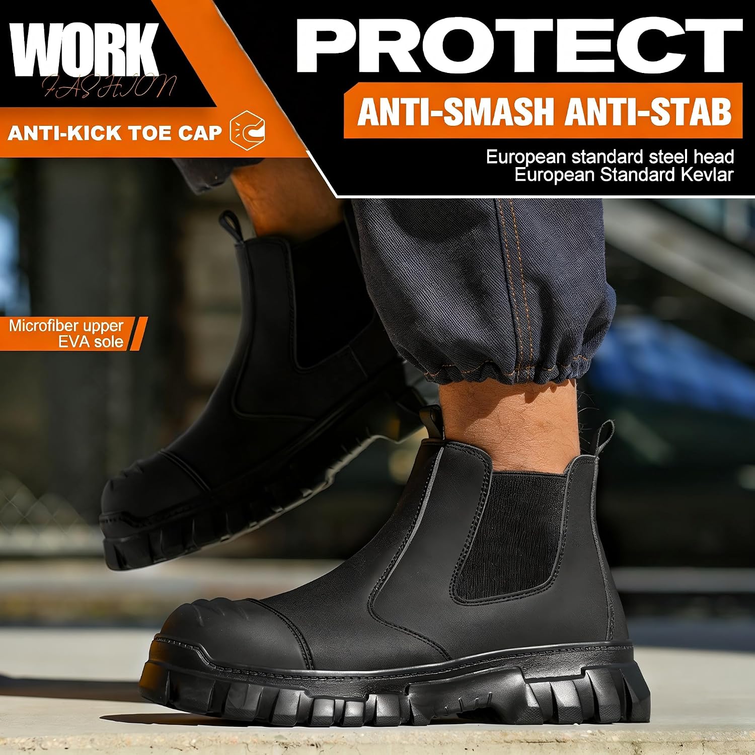Steel Toe Boots, Work Boots for Men Industrial Construction Shoes, Waterproof, Lightweight, Comfortable, Non-slip